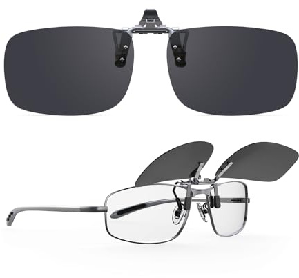 Goiteia polariserade flip-up-glasögon med klämma över receptbelagda glasögon för män och kvinnor|Lätt att sätta på och ta av enhandsfree, Grå flip up (kolberlock), 57 * 36mm