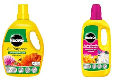 Miracle-Gro All Purpose Concentrated Liquid Plant Food, 2.5L & 121180 Azelia, Camellia & Rhododendron Concentrated Plant Food, 800 ml, Natural