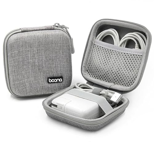 Linpr Charger Case for Macbook, Portable Tech Electronic Organizer Bag, Travel Storage Pouch for Laptop Accessories, MacBook Power Adapter, Charging Cords, USB, Power Bank (Grey-Oxford, M)