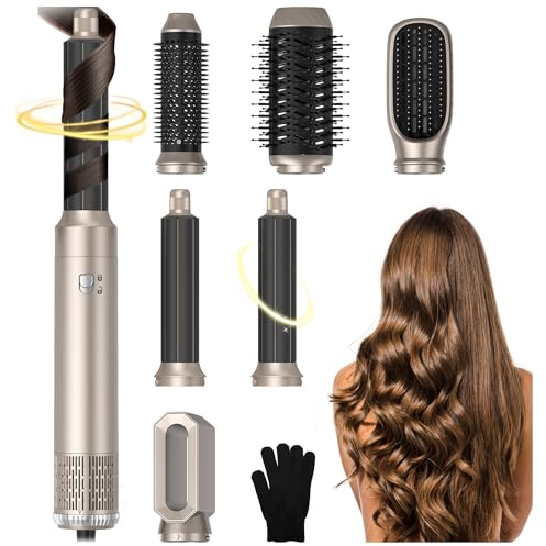 Hot Air Brush Hair Dryer Blow Brush, 5 in 1 Blow Dryer Brush Multifunctional Hot Curling Iron Hair Styling Appliances, Detachable Professional Hairdryer and Styler Volumizer
