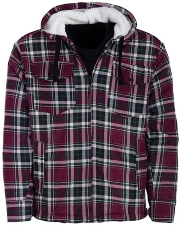 Henry Terre skogshuggarjacka, herr, skjortjacka, huva, arbetsjacka, skjorta, flanell, termojacka, rutig, fodrad, Grön, XXL