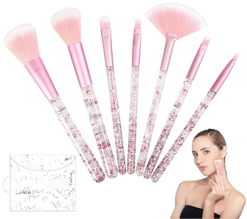 7 Teiliges Makeup Pinsel Set,Pinselset Make Up,Glitz and Glam Brush Set,Schminkpinsel Set Profi,Pinsel Schminke,Powder Lidschatten Concealer Highlight Beauty für Frauen Foundation Rouge