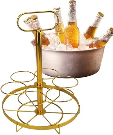shpuuyy Porte-bière, casier à vin | Organisateur de Soda à 6 bouteils dorés,Stand de Boisson, Panier à Main à vin pour Restaurants, boîtes de Nuit, fêtes dans Danse