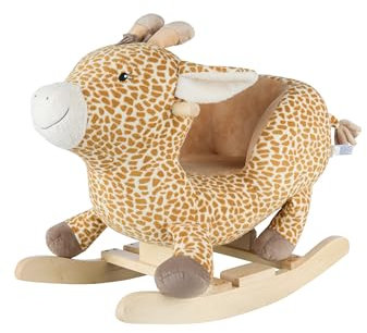 Sterntaler Schaukeltier Giraffe Kaya - Schaukelpferd aus Flausch & Holz - mit weicher Sitzfläche - Spielzeug Wippe für Kleinkind - Indoor - Geschenk Idee - Unisex, Goldbraun