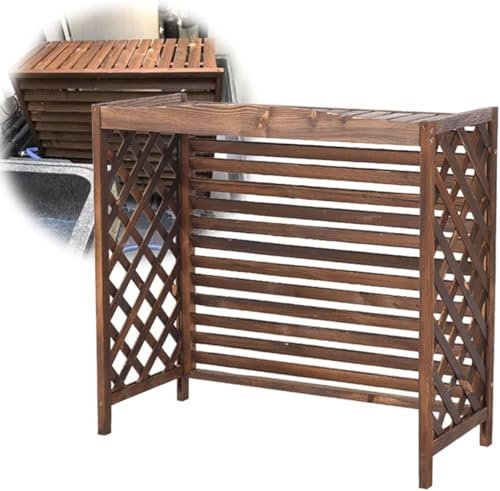 Rejilla Protectora para Aire Acondicionado Exterior, Rejilla Protectora Grande de Madera Maciza para Aire Acondicionado, Soporte de Madera para Flores, Estante Decorativo Resistent