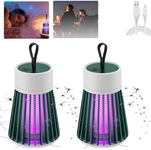 Mozz Guard, 2025 Nouvelle lampe anti-moustiques étanche pour extérieur, lampe à moustiques avec batterie portable (vert-2 pièces)