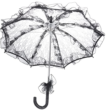 Veemoon Ombrello Parasole Nero in Pizzo Gotico - Ombrellino Elegante Per Cerimonie - Stile Vintage e Sposa Ombrello Decorativo in Pizzo Per Eventi e Balli