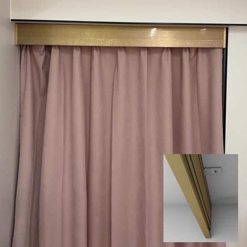 Extra Langer Vorhang mit Querbehang ohne Schiene, dekoratives Gesimspaneel für Schlafzimmer und Wohnzimmer, gebürstetes Gold-Finish, 360 cm (11,8 Fuß)