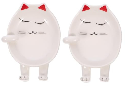 PartyKindom 2pcs Ceramic Spoon Rest Versatile Pot Lid Holder Smooth Surface Chopsticks Holder Kitchen Gadget for Cooking Serving and Utensil Storage