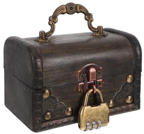 CONGARTENO Coffret En Bois Vintage Avec Serrure Boîte À Bijoux En Bois Coffret De Rangement Portable Pour Bijoux Et Accessoires Boîte À Souvenirs De Voyage Décoration Intérieure 4.69 X 3.23 X 3.23 in