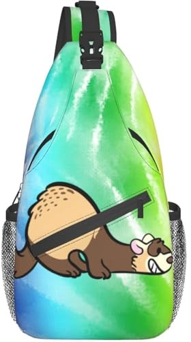 Brusttasche Tier Frettchen Slingtasche Multipurpose Langlebiger Geschäft Schultertasche, Für Radfahren, Wandern, Outdoor