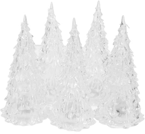 VALICLUD 5 Stück Pack LED Beleuchtete Kleiner Weihnachtsbäume aus Acryl Mittelgroß Mehrfarbig Energiesparend Tischdekoration für Festliche Weihnachtsstimmung