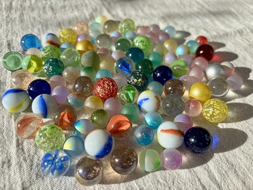 MEIERLE & Söhne 100 Bunte Murmeln Set – 50×12 mm & 50×16 mm Glasmurmeln