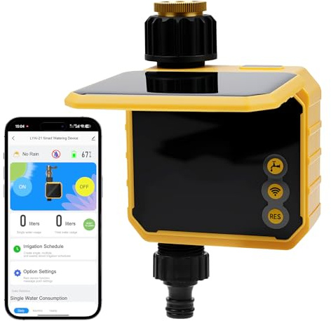 Nikou Sol bevattningsdator WLAN med 1 utgångar, smart bevattningsklocka automatisk bevattning bevattningssystem trädgård med app/röststyrning, regnfördröjning, för balkong terrass