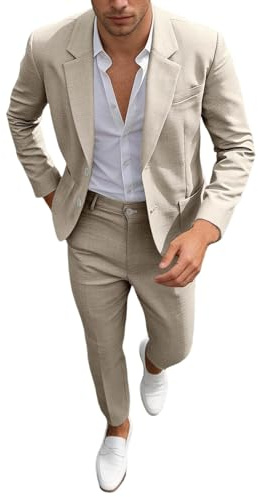 Generisch Men's Wedding Suit Set, Slim Fit Jacket and Long Trousers, Formal Business Suit for Groom, Best Man, Gala, Evening Event
