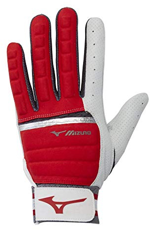 Mizuno B-130 Adult Baseball Batting Glove, Red-Charcoal, XX-Large