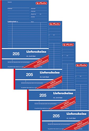 Herlitz 883546 Lieferschein-Buch A5 205 3x40 Blatt, selbstdurchschreibend (4 Stück, DIN A5)