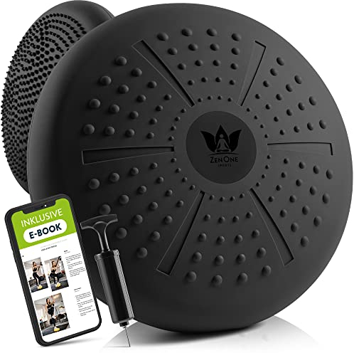 ZenOne Sports® Balance Kissen I Ballsitzkissen für Koordinations- & Rückentraining I Orthopädisches Sitzkissen I Luftkissen für Fitnesstraining inkl. Pumpe & Workout-Guide I Balancekissen