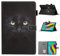 LMFULM® Custodia per Samsung Galaxy Tab S5e SM-T720 / T725 (10,5 pollici) Custodia in pelle PU magnetica Custodia protettiva con supporto Sleep/Wake Custodia Flip Cover Nero Gatto