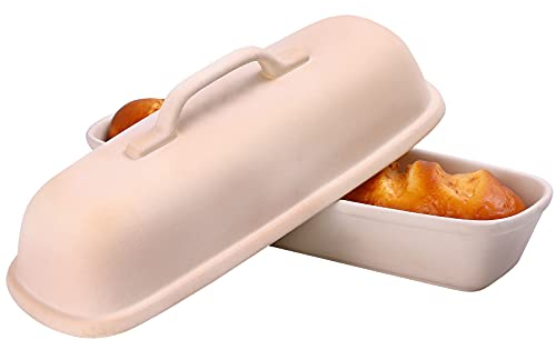 Superstone Backform mit Deckel, unglasiertes Steingut, quadratische Brot-Porzellan-Backform, Sie können ein italienisches Brot mit einer leichten Krume und krustiger Kruste backen (Bisque)