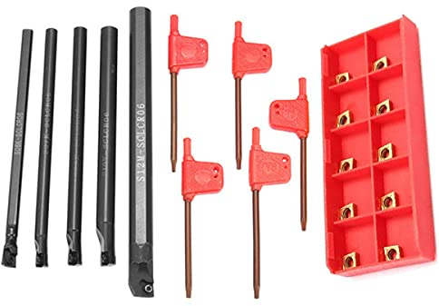 Maizoon CNC Portautensili CLCR 6/7/8/10/12 mm Tornio Bar Set + 10 Inserti in Carburo CCMT0602 + 5 Chiavi per Tornio Strumento di Tornitura DZ06