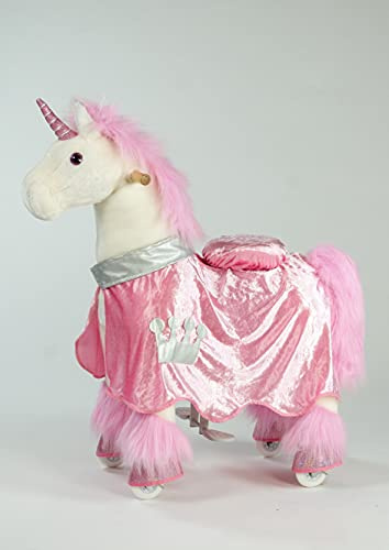PonyCycle av Inline Animals enhörning rosa – ny modell (Ux402) med broms, storlek M, inkl. filt och sadelöverdrag i rosa