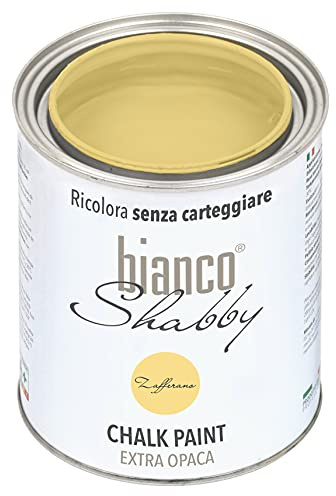 biancoShabby® Chalk Paint Zafferano Pintura Shabby Chic Vintage para Muebles y Paredes Extra Mate vuelva a dar color fácilmente todo tipo de material sin lijar (1 l Paquete de 1)