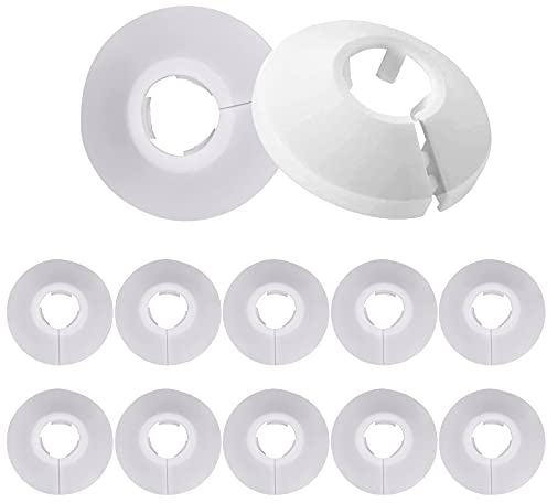 12 Stück Heizkörperrosetten, Heizungsrohr Rosetten Kunststoff Heizkörper Weiß Abdeckung Rohrabdeckung Rohrschelle Einzelrosette für Heizungsrohre, Abdeckung, Rohrmanschette, Heizung, Heizkörper, 16mm