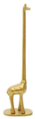 Premier Houseware Gold Toilet Roll Holder For Bathroom/Giraffe Figurine Toilet Paper Holder/Stylish Free Standing Toilet Roll Holder 12 x 8 x 45
