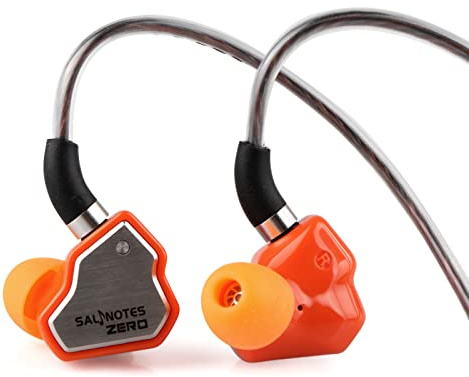 Linsoul 7Hz Salnotes Zero HiFi - Auriculares intraurales dinámicos de 10 mm IEM con diafragma Compuesto de Metal, Placa Frontal de Acero Inoxidable, Cable OFC de 2 Pines (Naranja, sin micrófono)