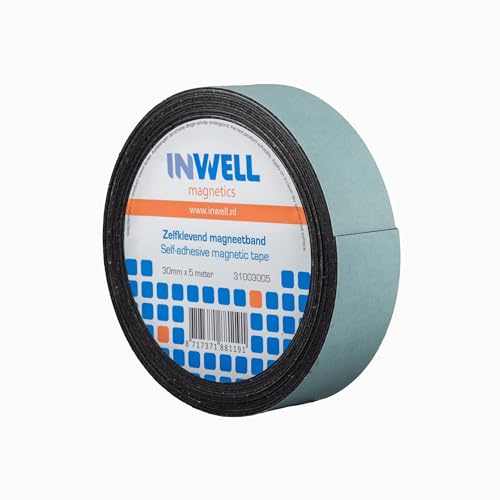Inwell - Selbstklebendes Magnetband 15 mm auf Rol - 10 meter | Stark magnetisch, Selbstklebend I Magnetklebeband I Magnetstreifen