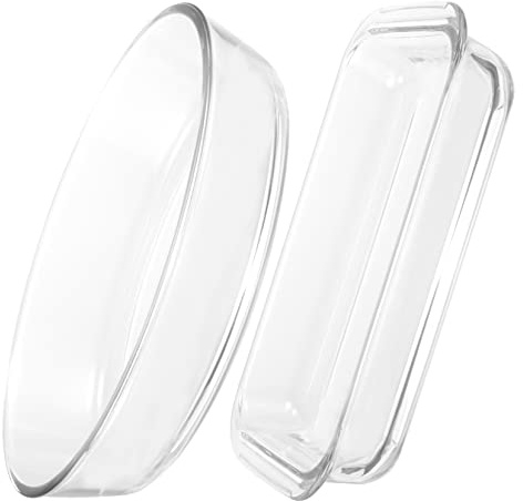 Yardenfun 2pcs BBQ Grill Pan Glass Baking Dish for Oven Baking Pan for Outdoor BBQ Scenarios Oven Safe Dish Glass Cookware Freezer Safe for