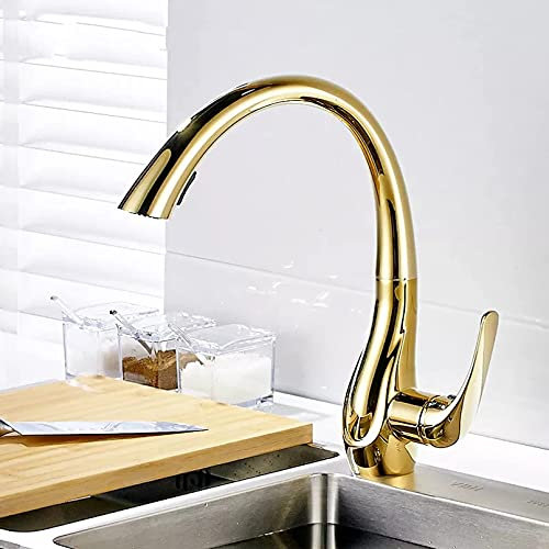 Waschtischarmatur, Küchenarmatur, herausziehbare goldene Platte, rundum schwenkbarer Auslauf, heißer und kalter Sprühkopf, Küchenarmaturen, Mixer It's so kind of you