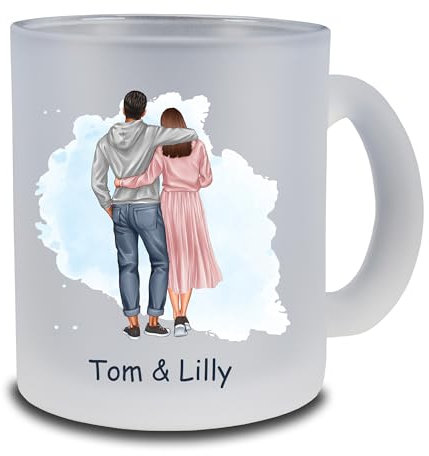 Kiwistar Tasse satiniert Glas - Beste Freunde - Paar - individuell personalisiert mit Wunschtext bedruckt - Texttasse selbst gestalten - Tassen selber personalisieren - mit Namen - Geschenk