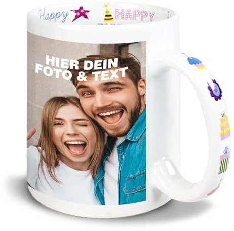Kiwistar Tasse happy birthday - Foto und Text - individuell personalisiert mit Wunschtext bedruckt - Geburtstag - Geschenk - Tassen selber personalisieren - Spruch - Geschenk - Motivtasse