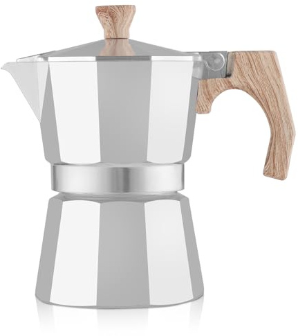 wedrink 3 Cup Moka Pot, 150ml Aluminium Stovetop Espresso Maker, Food Grade Coffee Percolator (Silver)