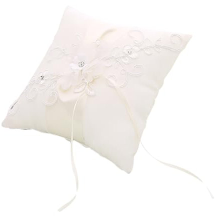 STOBAZA Cuscino Per Fedi Nuziali Con Ribbons Per Cerimonia Di Matrimonio Cuscino Porta Anelli Per Sposi E Anelli Engagement Cuscino Decorativo Per Cerimonie Nuziali