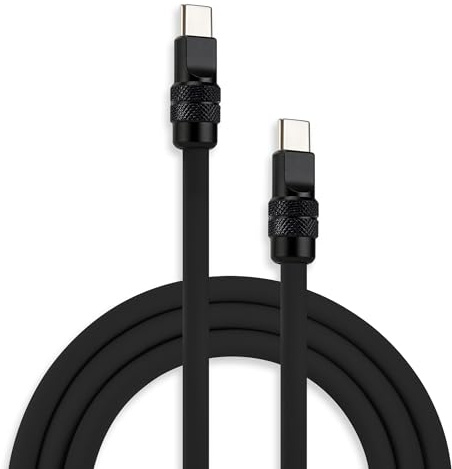 chubbycable Chubby 2.0 USB C 240W Fast Charging Cable Silicone Soft Durable USB C Cable Extra Thick Charger Cord Compatible with iPhone 17-15 Series iPad, Black+Black, Type-C to Type-C, 9.8FT