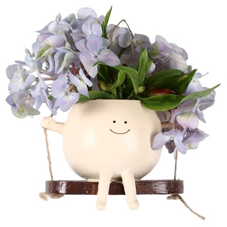 Ejoyous Hängend Blumentopf mit Schaukel Gesicht, Swing Face Übertopf Mit Hängendem Kopf Hängetopf mit Lächeln Gesicht Niedlicher blumentopf-anhänger für Outdoor Garten