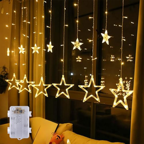 GlobaLink Sternen Lichtervorhang Batterie 12 Sterne 138LED IP44