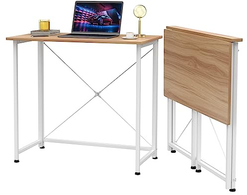Utlenianie Schreibtisch Klappbar, Faltbar Klein Schreibtisch Platzsparend, Computertisch Klappbar, Klappschreibtisch für Büro, Wohnzimmer, Homeoffice, Camping, 80X45X75cm (Holz)