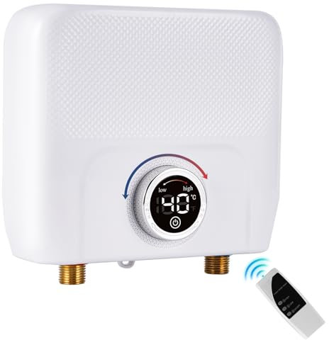YUCHENGTECH Mini Instant Water Heater 6500W Electric Tankless Water Heaters with Remote Control Constant Temperature Instant Tankless Hot Water Heater for Home Kitchen Bathroom Indoor 220V