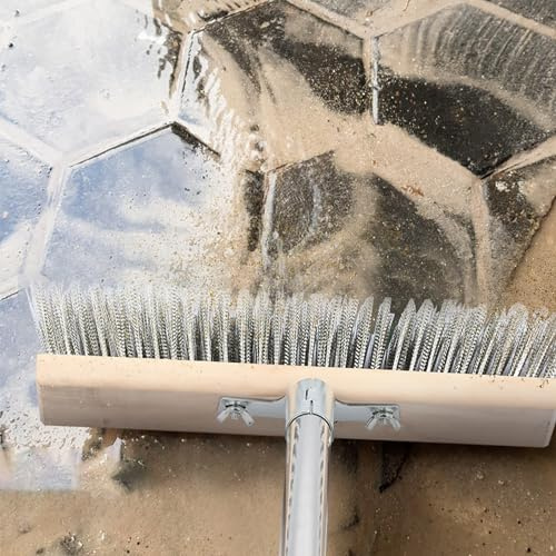 Wire Broom Stainless Steel Deck Scrub Brush Wire Floor Brush with Long Handle 4 Section Detachable Poles Wire Deck Brush Versatile Wire Cleaning Brushes for Rough Surface Concrete Floor Patio Garden