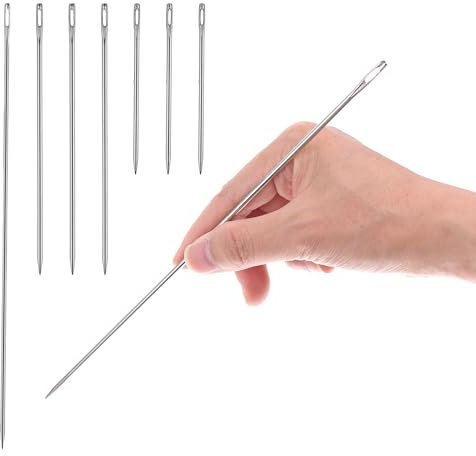 Sibba 7 x Leder Nähnadeln 3 Größen Sattlergarn Ledernadeln Hand Leder Werkzeug Set Polster Nähnadeln Große Augen Nadeln Handnähnadel Kit Nähwerkzeug Nähen nadel Stopfnadel für Leder Handwerk Teppich