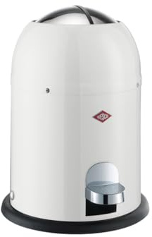 WESCO Mini Master Kosmetikeimer in der Farbe weiß, pulverbeschichtetes Stahlblech, 6 Liter Volumen, Kunststoff-Einsatz, Fußtritt