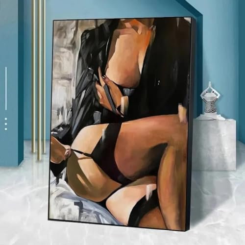 CHAOJIART Sexy Frau Nackt Body Art Poster Druck Leinwand Malerei Schwarz und Weiß Wandkunst Bild für Wohnzimmer Schlafzimmer Dekor Wandbild 70x100cm (28x39in) Rahmenlos