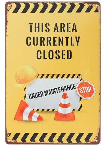PATIKIL Cartel de Advertencia de Metal 12 x 8, Esta Área Actualmente Cerrada, Cartel de Seguridad Laminado Vintage para Decoración Del Hogar, Garaje, Pub, Interior Y Exterior