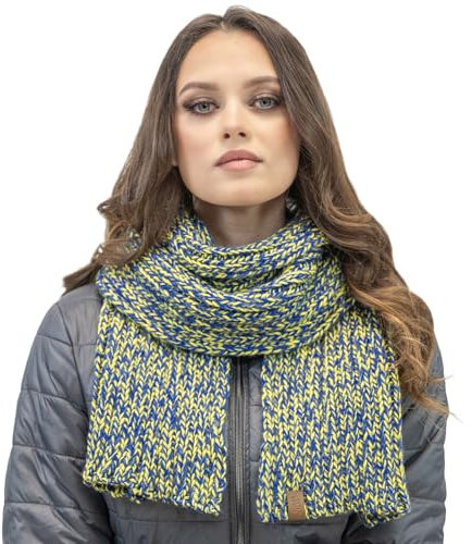 VIVISENCE Damen Schal Langer Modischer Wärmendes Zweifarbiges Warmem Garn Vielseitig Winterschal Frauen Eleganten Und Sportlichen Outfits Perfekt Für Kalte Wintertage Modell 7107, Gelb,Einheitsgröße