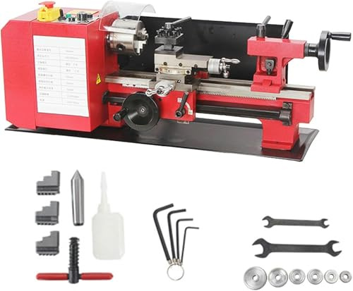 AFLEPCBRQ 500 W Precision Metal Mini, 180 X 350 Mm Desktop Metal Lathe With 3 Jaw Mandrels, 2500 Rpm Speed, For Turning Strawberry Of Various Metals