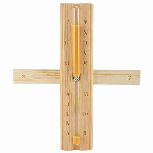 Clessidra per sauna, timer per sabbia, clessidra da 15 minuti, clessidra per sauna in legno, orologio a sabbia rotante, clessidra montata a parete, accessori (sabbia bianca)